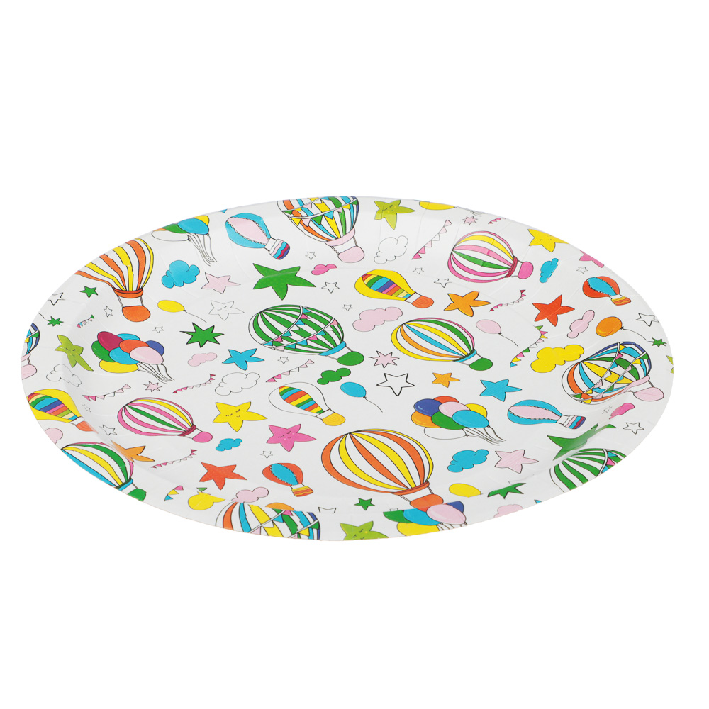 Набор бумажных тарелок Шарики с обводкой, 6 шт d=230 мм, арт.№ 530-384