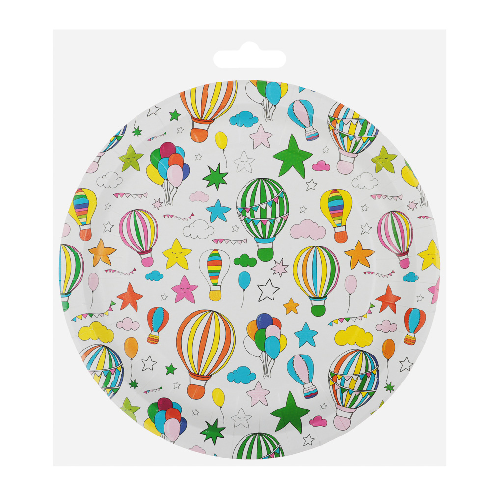 Набор бумажных тарелок Шарики с обводкой, 6 шт d=230 мм, арт.№ 530-384