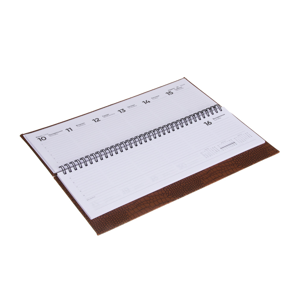 Планинг настол.на 2024 "КРОКО", 31x14,5см, 128 стр., тв.обл., иск.кожа под крокодила, спираль, корич, арт.№ 572-137