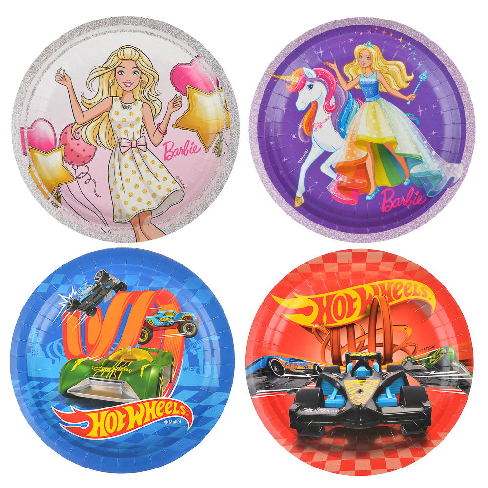 Набор тарелок бумажных 10шт, 23см, 4 дизайна, лицензия, арт.№ 530-228