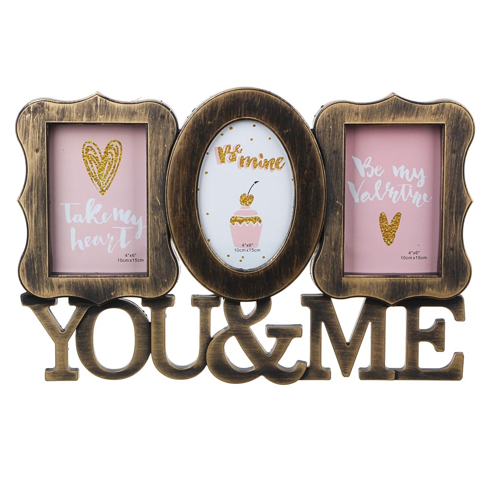 Фоторамка на 3 фотографии, 42х28 см, пластик, 2 цвета, арт.№ 424-016