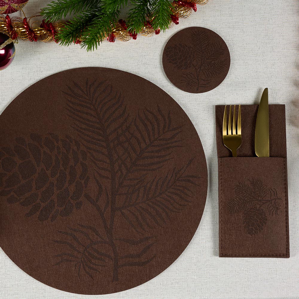 PROVANCE Фелиз Подставка фетровая под столовые приборы, 2шт в комплекте, 100% полиэстер, натуральный, арт.№ 492-215