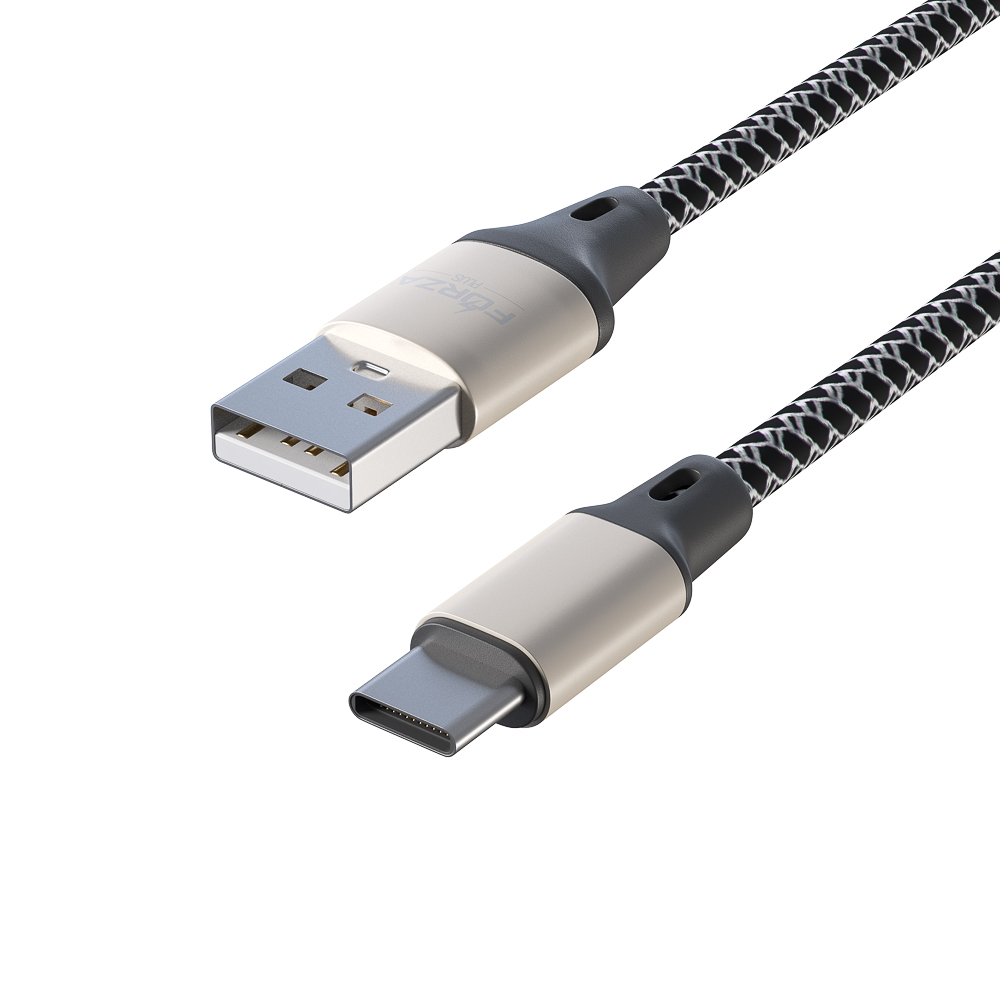 Кабель для зарядки USB(A)-Type C FORZA Футбол, 1м, 2А, 2 цвета, пакет, арт.№ 470-074