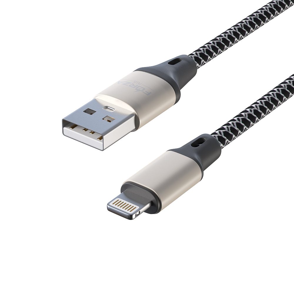 Кабель для зарядки USB(A)-iP FORZA Футбол, 1м, 2А, 2 цвета, пакет, арт.№ 470-075
