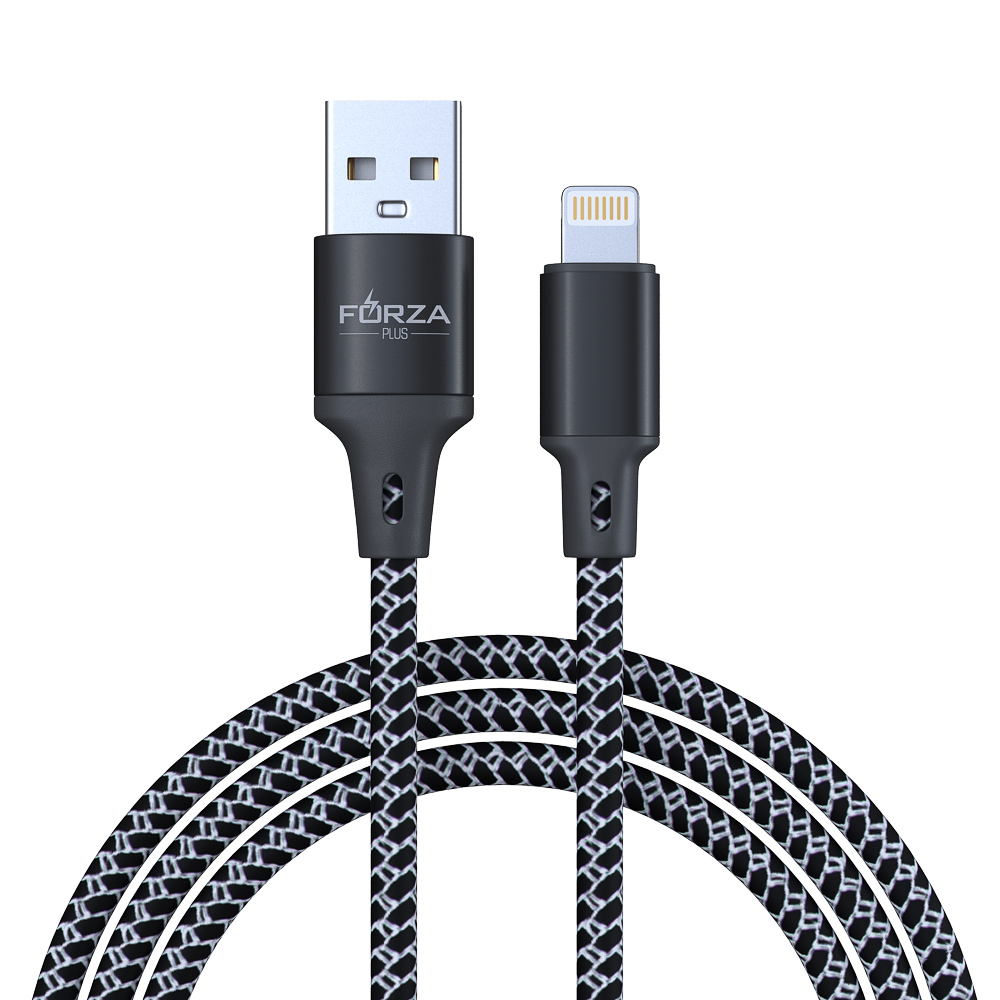 Кабель для зарядки USB(A)-iP FORZA Футбол, 1м, 2А, 2 цвета, пакет, арт.№ 470-075