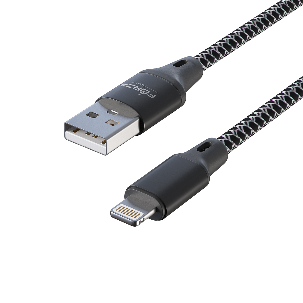 Кабель для зарядки USB(A)-iP FORZA Футбол, 1м, 2А, 2 цвета, пакет, арт.№ 470-075