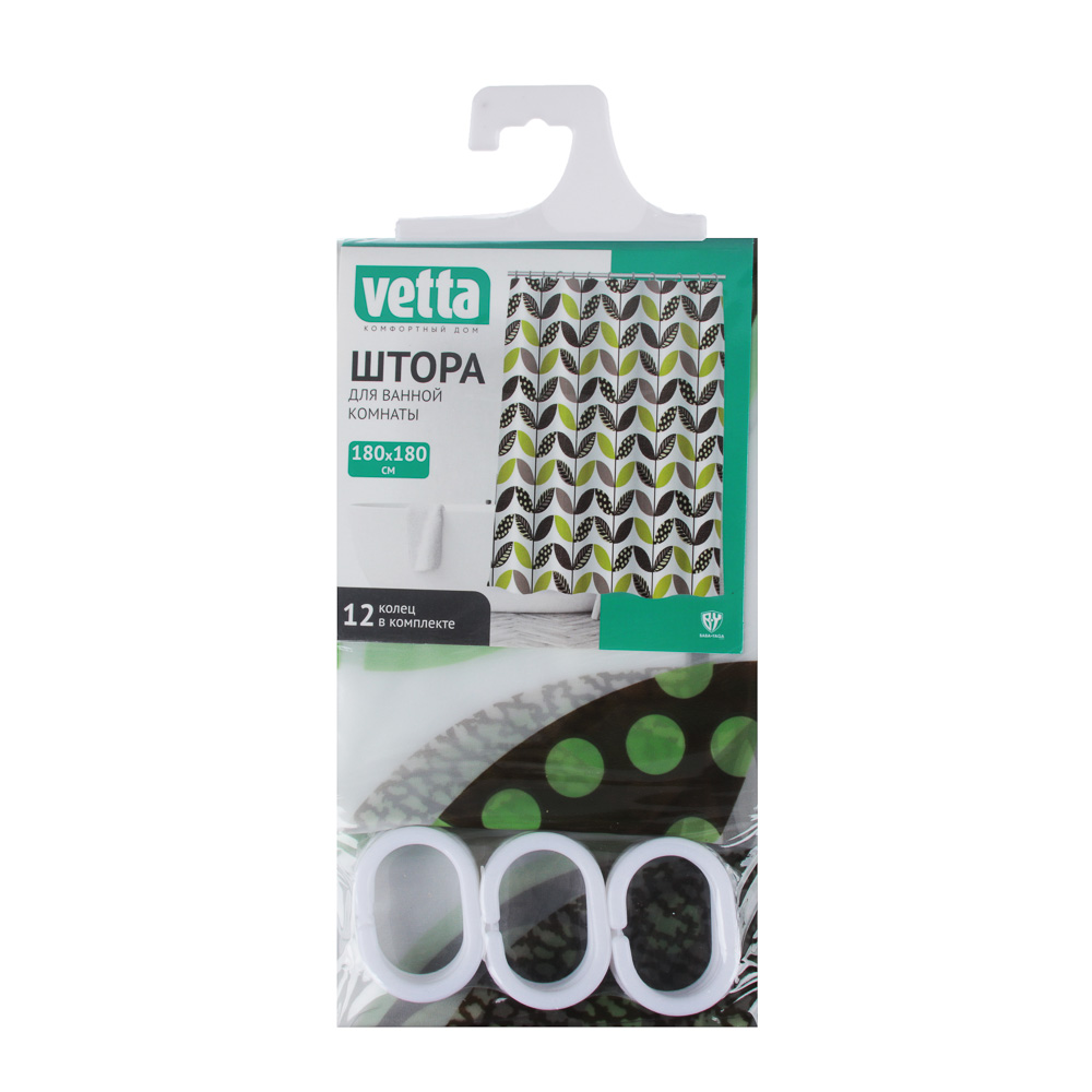 VETTA Шторка для ванной, ПЕВА, 180x180см, "Цветущий сад", 4 дизайна, арт.№ 461-525