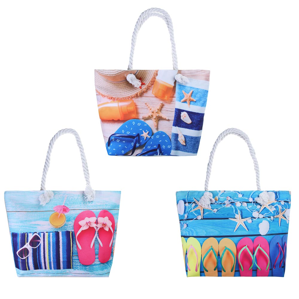 ЮL Сумка пляжная 50x35x15 см, 100% полиэстер, 3 дизайна, арт.№ 337-050