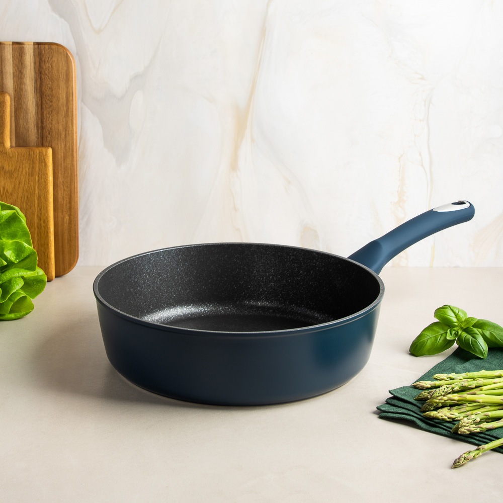 SATOSHI Ривьера Сковорода литая глубокая d28см, антипригарное покрытие мрамор, индукция, арт.№ 846-728