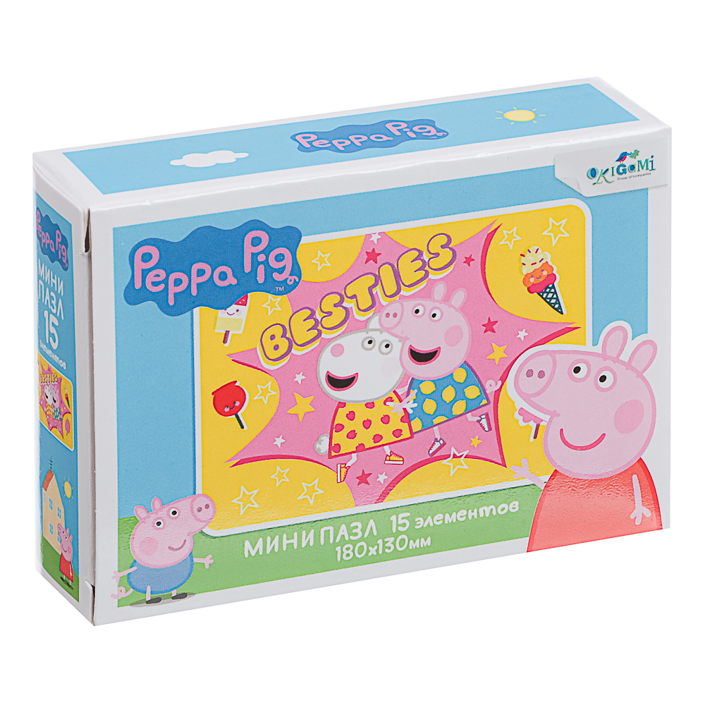 Свинка Пеппа Пазл Мини 15 элементов, 9x2,5x6,5 см, арт.№ 285-258