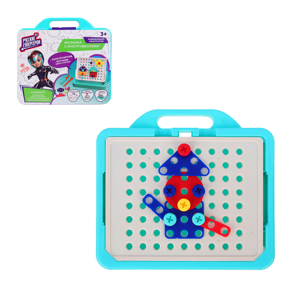 BY Развивающий конструктор-мозаика инструментами "Русские супергерои", PP, 19,4х3,2х19,4см, арт.№ 891-340