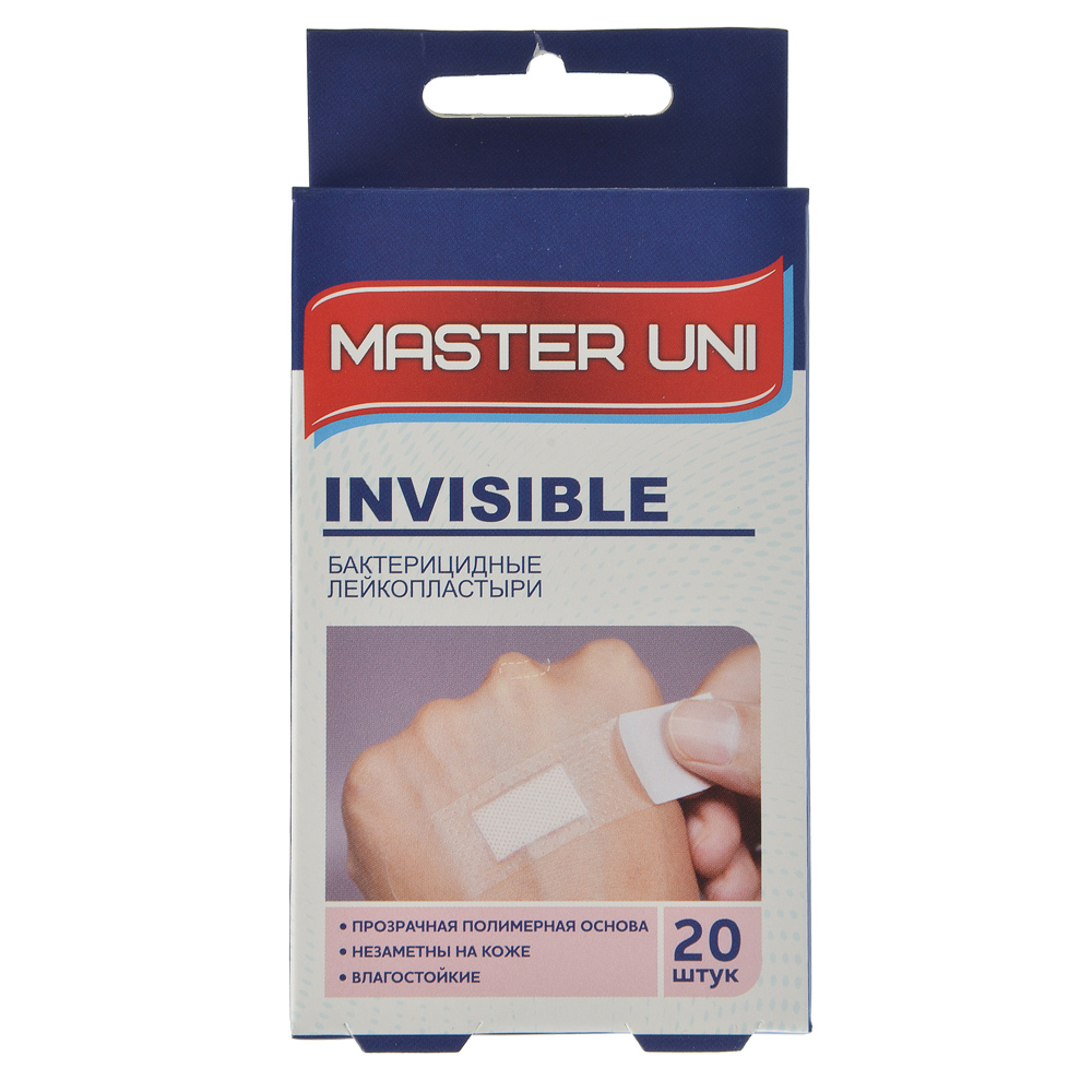 Лейкопластырь MASTER UNI "Прозрачный" бактериц,на полимер.осн, 20шт, арт.№ 360-131