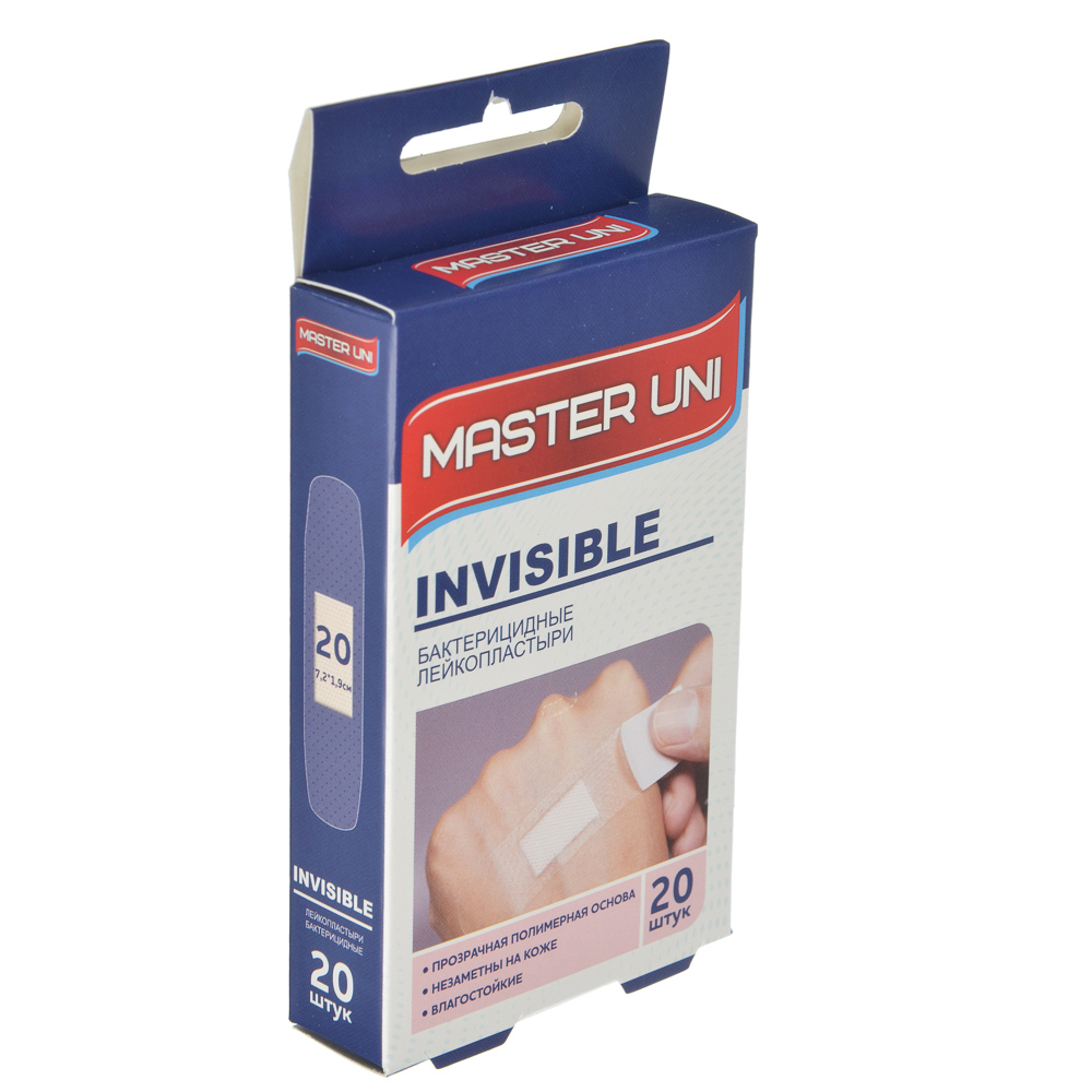 Лейкопластырь MASTER UNI "Прозрачный" бактериц,на полимер.осн, 20шт, арт.№ 360-131