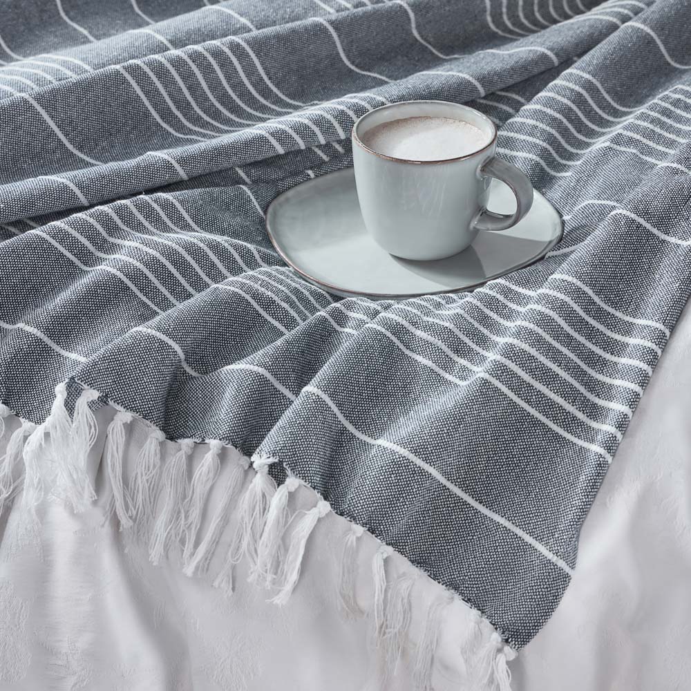 PROVANCE Нэви Плед хлопок 140х200см, синий, арт.№ 486-193