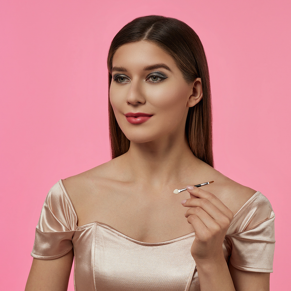 Аппликатор двухсторонний со спонжем и кистью 10 шт тм ЮНИLOOK , пластик, латекс, ворс нейлон, 7,5см, арт.№ 357-205