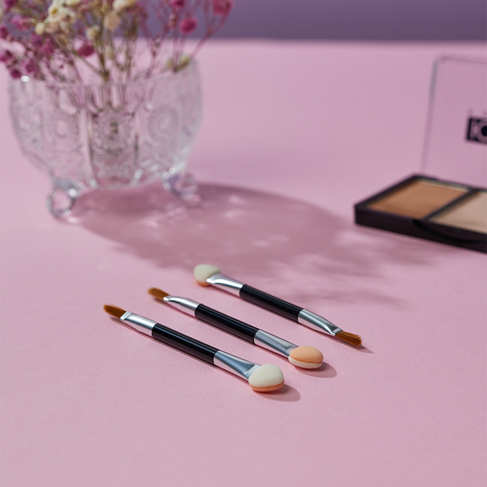 Аппликатор двухсторонний со спонжем и кистью 10 шт тм ЮНИLOOK , пластик, латекс, ворс нейлон, 7,5см, арт.№ 357-205