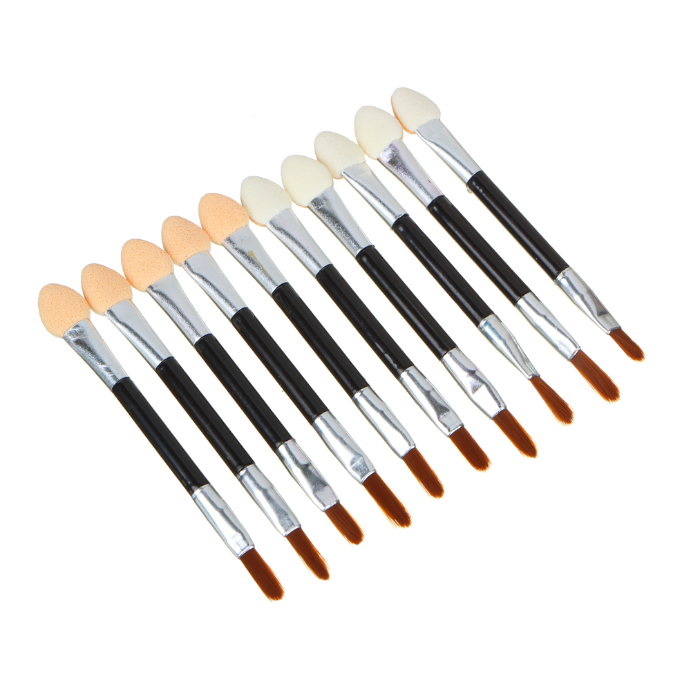 Аппликатор двухсторонний со спонжем и кистью 10 шт тм ЮНИLOOK , пластик, латекс, ворс нейлон, 7,5см, арт.№ 357-205