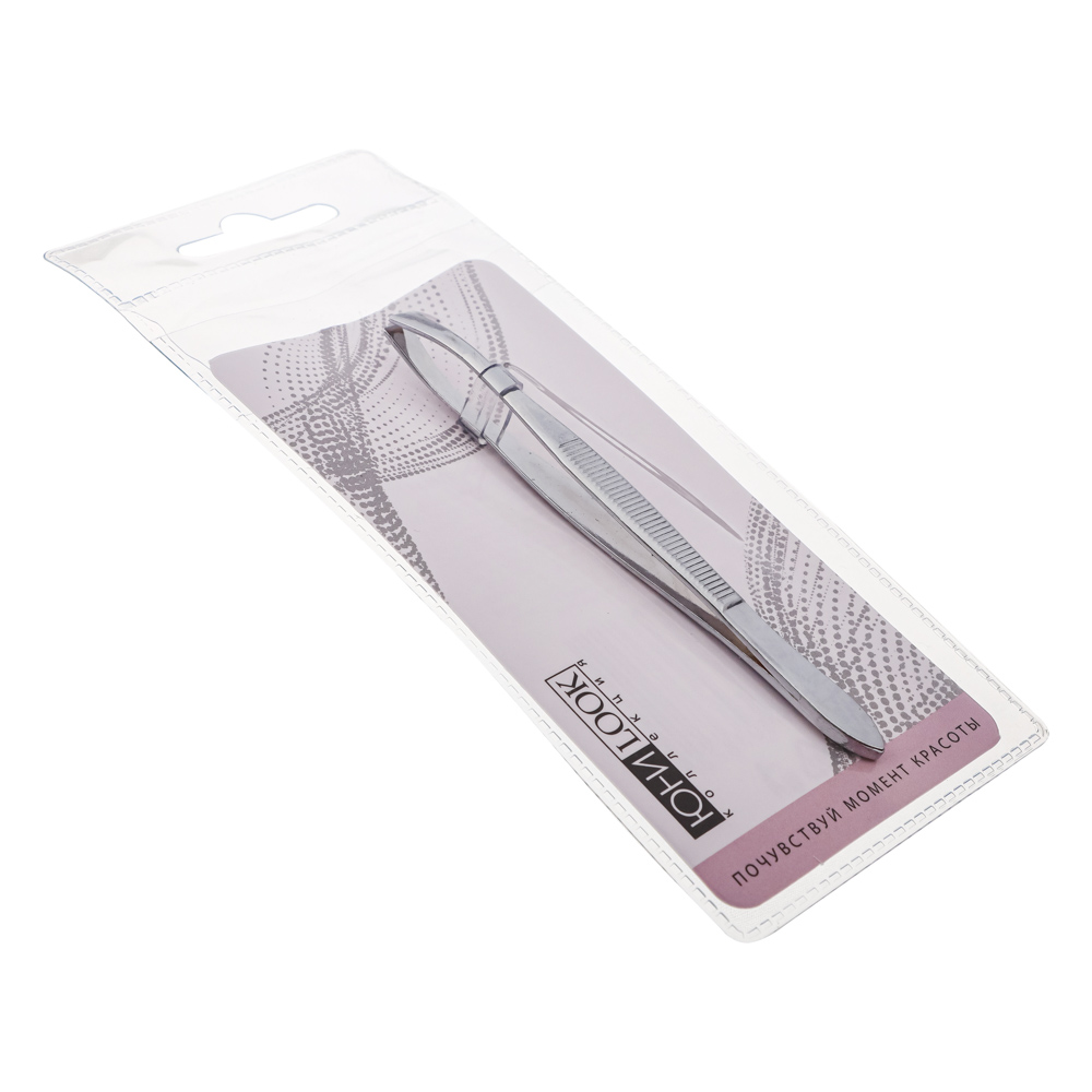 Пинцет для бровей тм ЮНИLOOK , металл, 9,2см, хром, 21B634, арт.№ 357-060