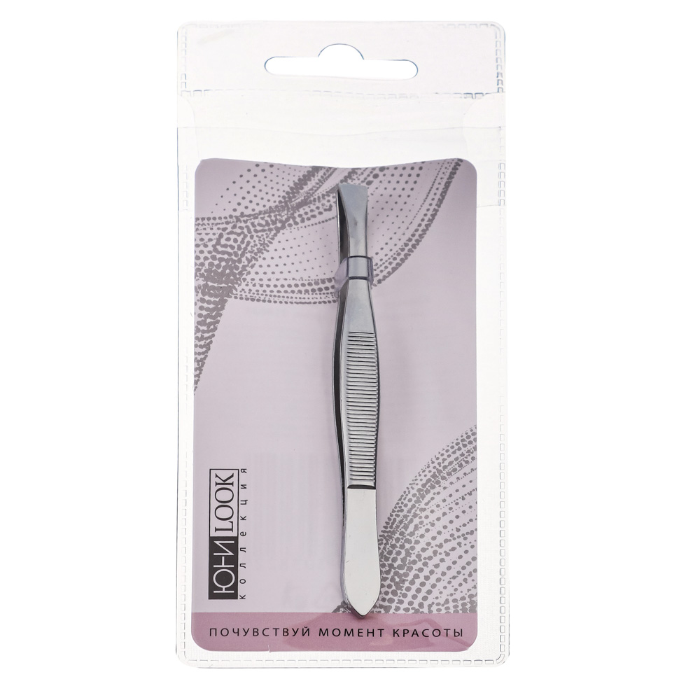 Пинцет для бровей тм ЮНИLOOK , металл, 9,2см, хром, 21B634, арт.№ 357-060