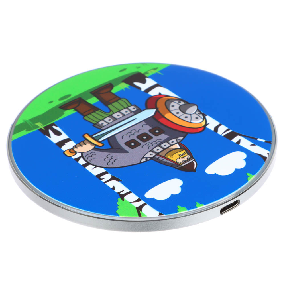 BY Беспроводное зарядное устройство Qi Герои, LED подсветка, 10W, D10см, Добрыня, арт.№ 916-301