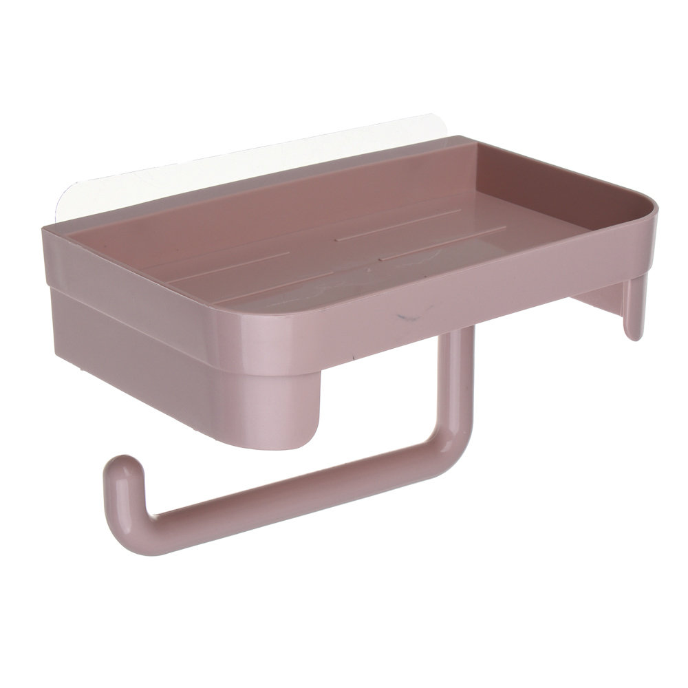 VETTA Classic Держатель для туалетной бумаги, с полкой, пластик, 18x11x4,5 см, пудровый, арт.№ 478-298