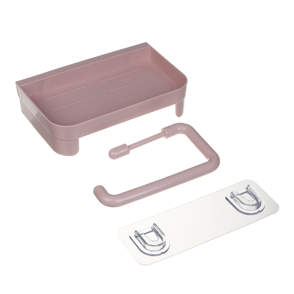 VETTA Classic Держатель для туалетной бумаги, с полкой, пластик, 18x11x4,5 см, пудровый, арт.№ 478-298