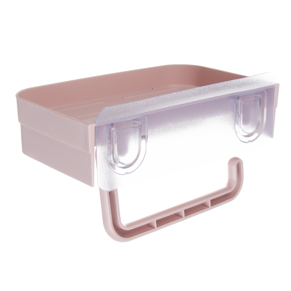 VETTA Classic Держатель для туалетной бумаги, с полкой, пластик, 18x11x4,5 см, пудровый, арт.№ 478-298