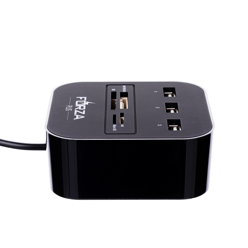 USB-хаб 3xUSB2.0 FORZA, кард-ридер SD, MICRO-SD, MS PRO DUO, M2, арт.№ 405-027