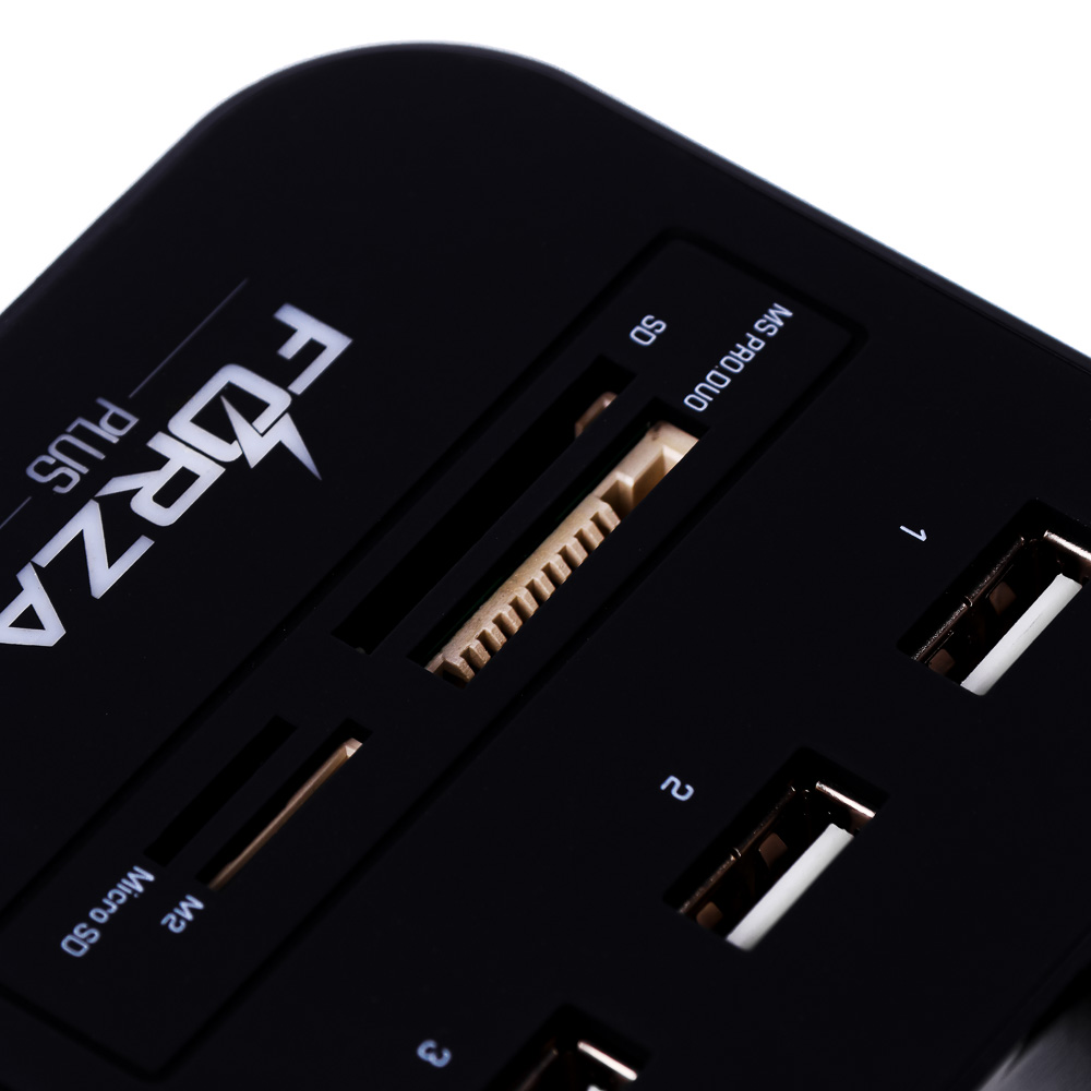 USB-хаб 3xUSB2.0 FORZA, кард-ридер SD, MICRO-SD, MS PRO DUO, M2, арт.№ 405-027