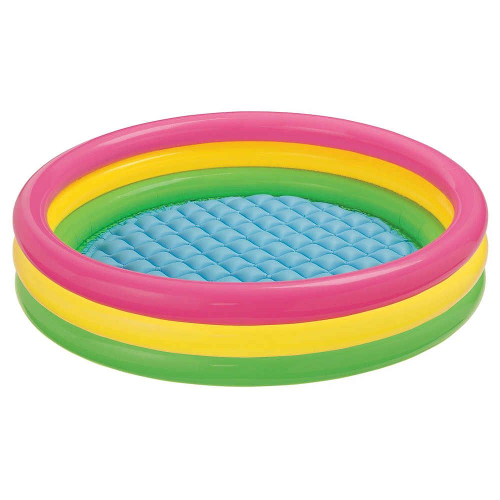 INTEX Бассейн детский "Цветные кольца", 114x25см, надувное дно, заплатка, от 2 лет, 57412NP, арт.№ 359-290
