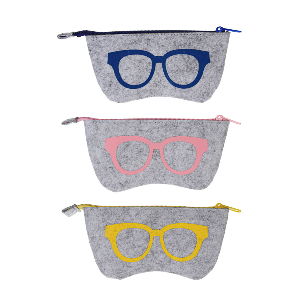 Чехол для очков тм ЮL Фетра мягкий на молнии, ЭВА, фетр, пластик, 17,5х9см, 3 цвета, арт.№ 339-118