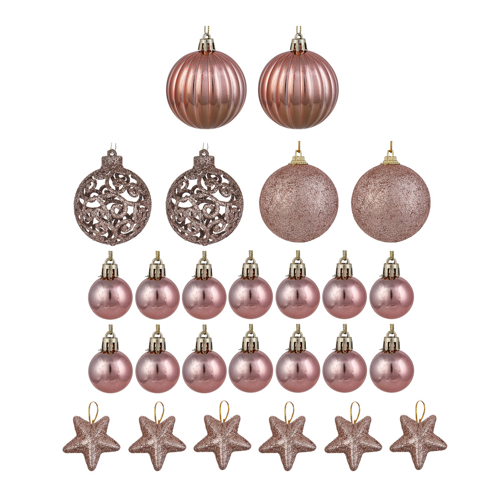 СНОУ БУМ Набор шаров и украшений 26 шт, 3см и 6см, розовое золото, арт.№ 309-070