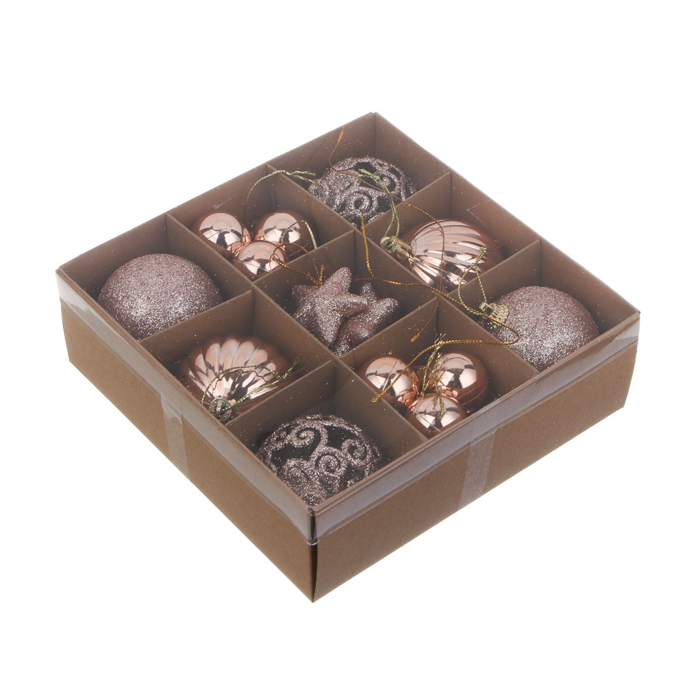 СНОУ БУМ Набор шаров и украшений 26 шт, 3см и 6см, розовое золото, арт.№ 309-070