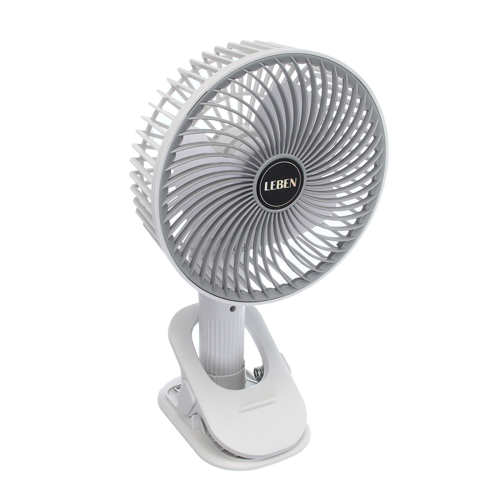 Вентилятор настольный тм LEBEN 3.7в/300мАч, диаметр лопастей 16см, USB-кабель, белый, арт.№ 243-025