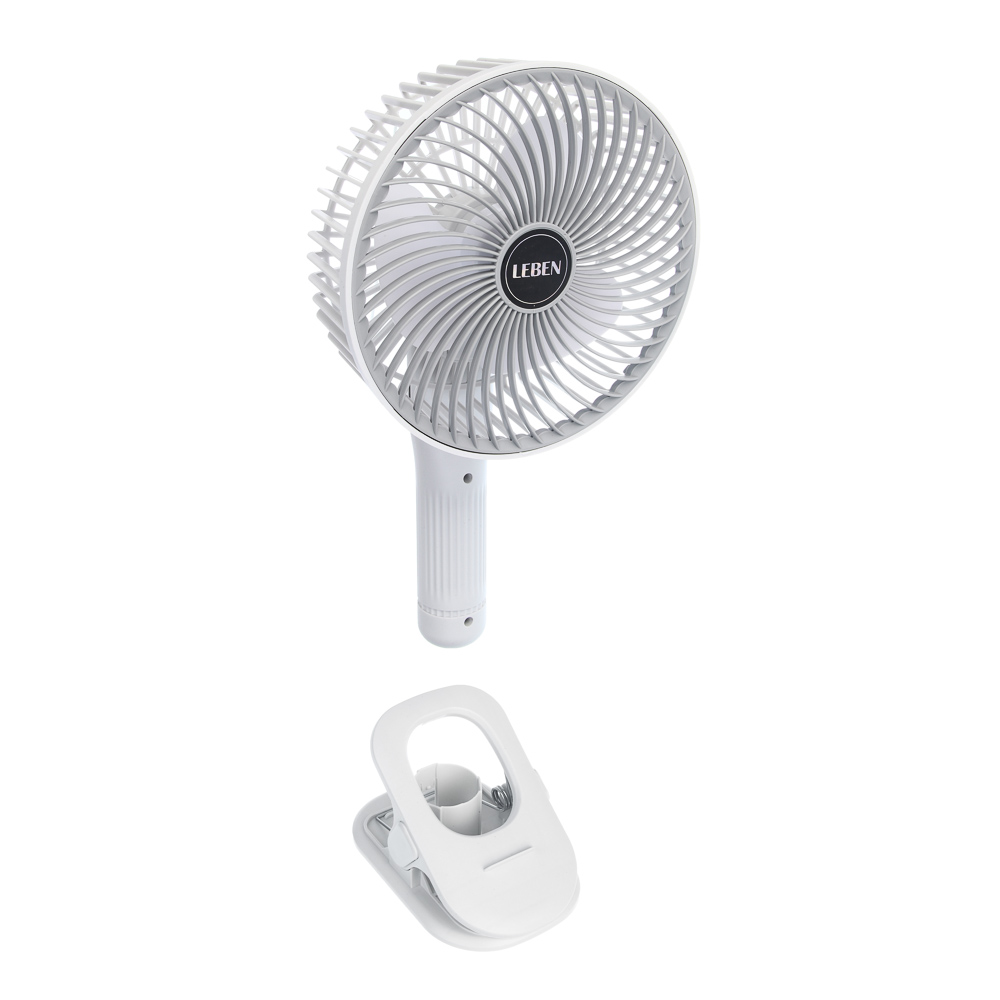 Вентилятор настольный тм LEBEN 3.7в/300мАч, диаметр лопастей 16см, USB-кабель, белый, арт.№ 243-025