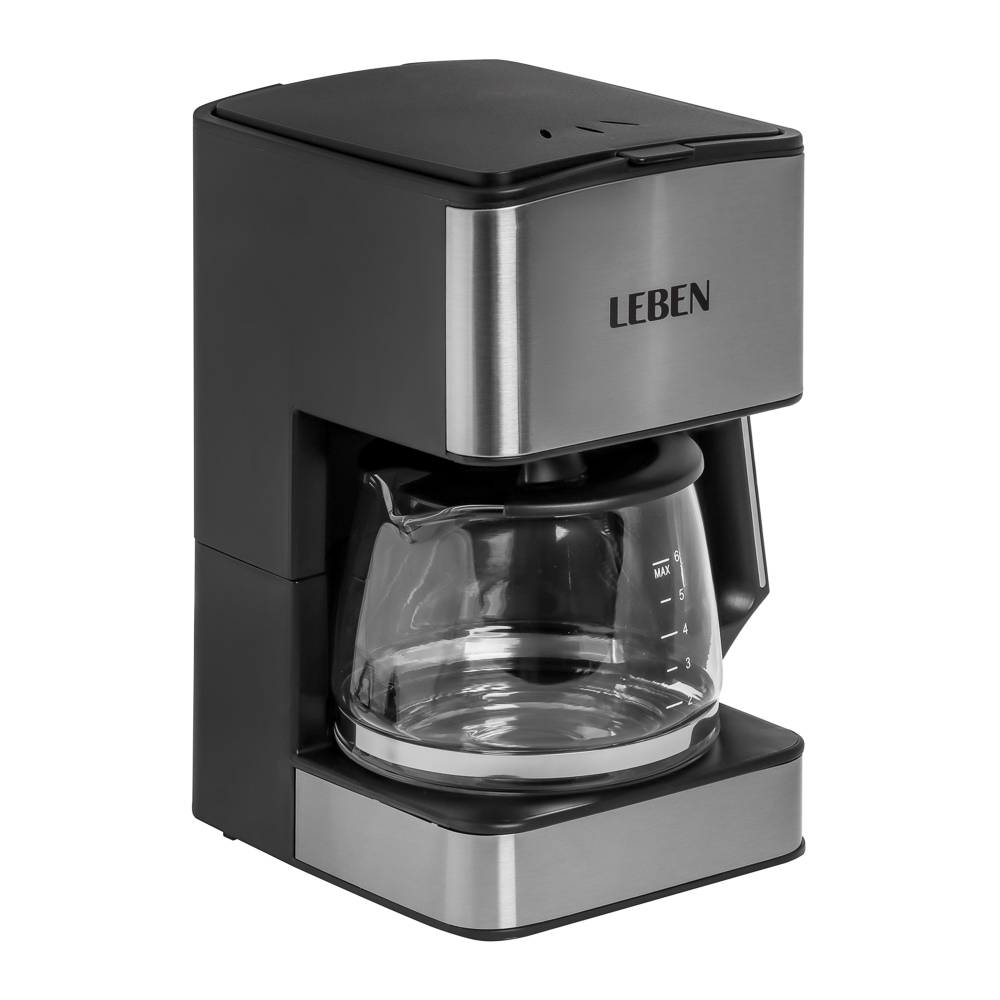 LEBEN Кофеварка капельная 680Вт со стеклянной колбой с функцией автоотключения 0,8л, арт.№ 286-027