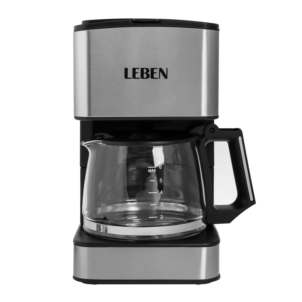 LEBEN Кофеварка капельная 680Вт со стеклянной колбой с функцией автоотключения 0,8л, арт.№ 286-027