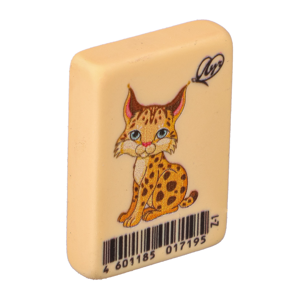 ЛУЧ Ластик "ZOO", пастельные цвета, 3,5х2,5х0,8см, 3 дизайна, ТПР, инд. штрихкод, арт.№ 607-024