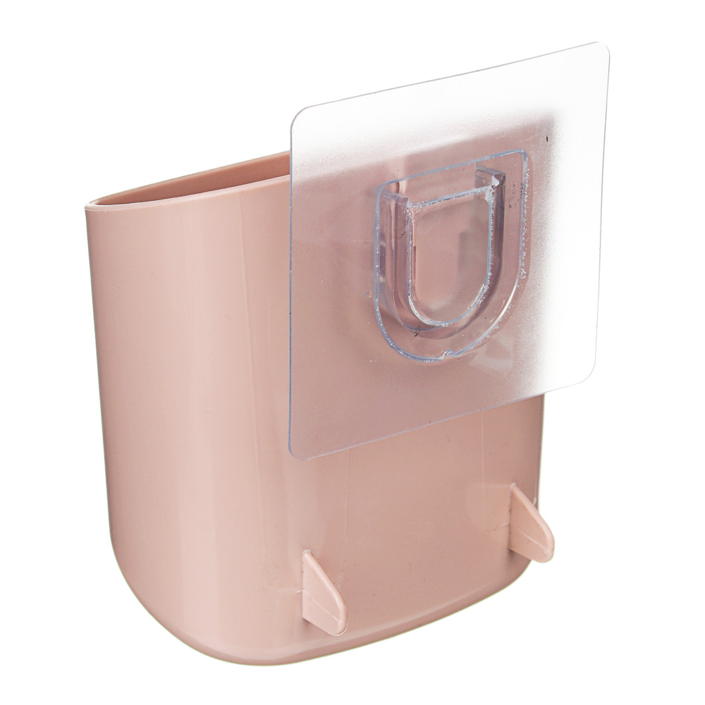 VETTA Стакан для ванной комнаты, самоклеящийся, пластик, 11,5х8х 9,5см, 3 цвета, арт.№ 478-098