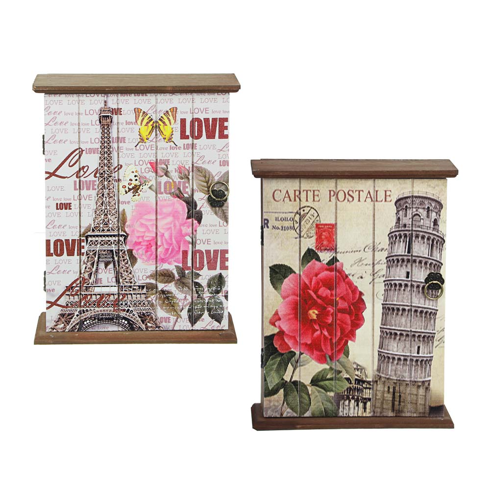 Ключница закрытая, на 6 крючков, МДФ, 26х20х6,5см, 2 дизайна, арт.№ 510-157