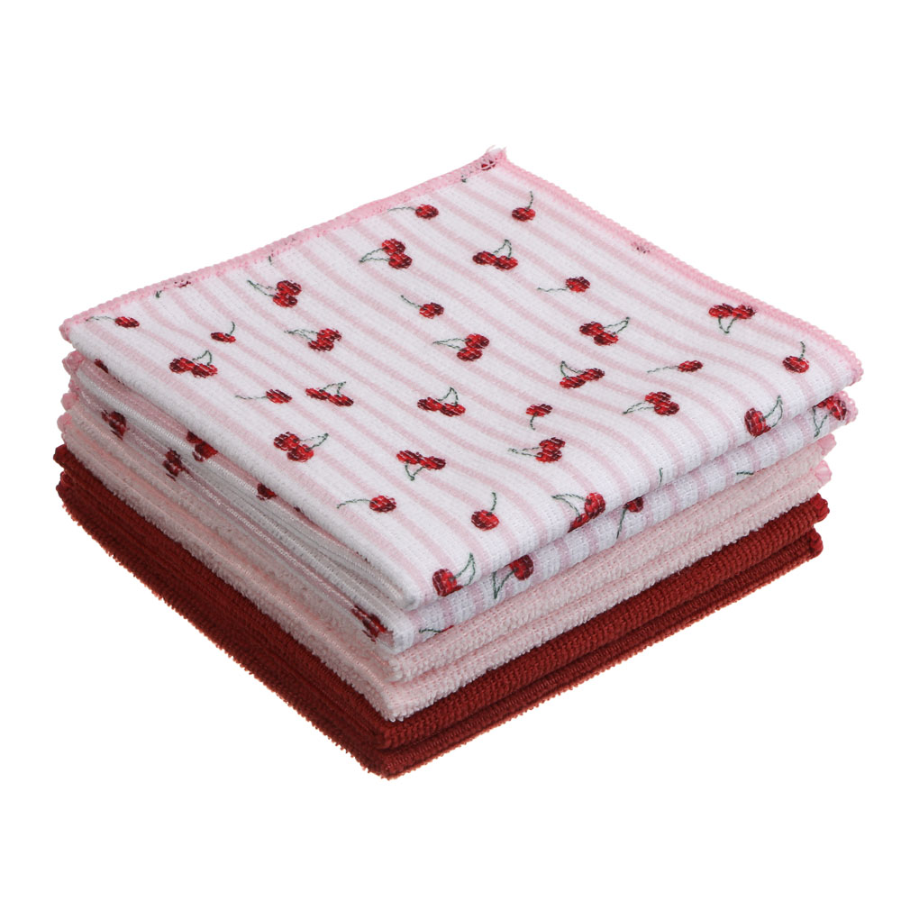 Набор салфеток тм VETTA Черри, 6 шт, 30х30 см, 200г/кв. м., 3 цвета, полиэстер диз1, арт.№ 448-374