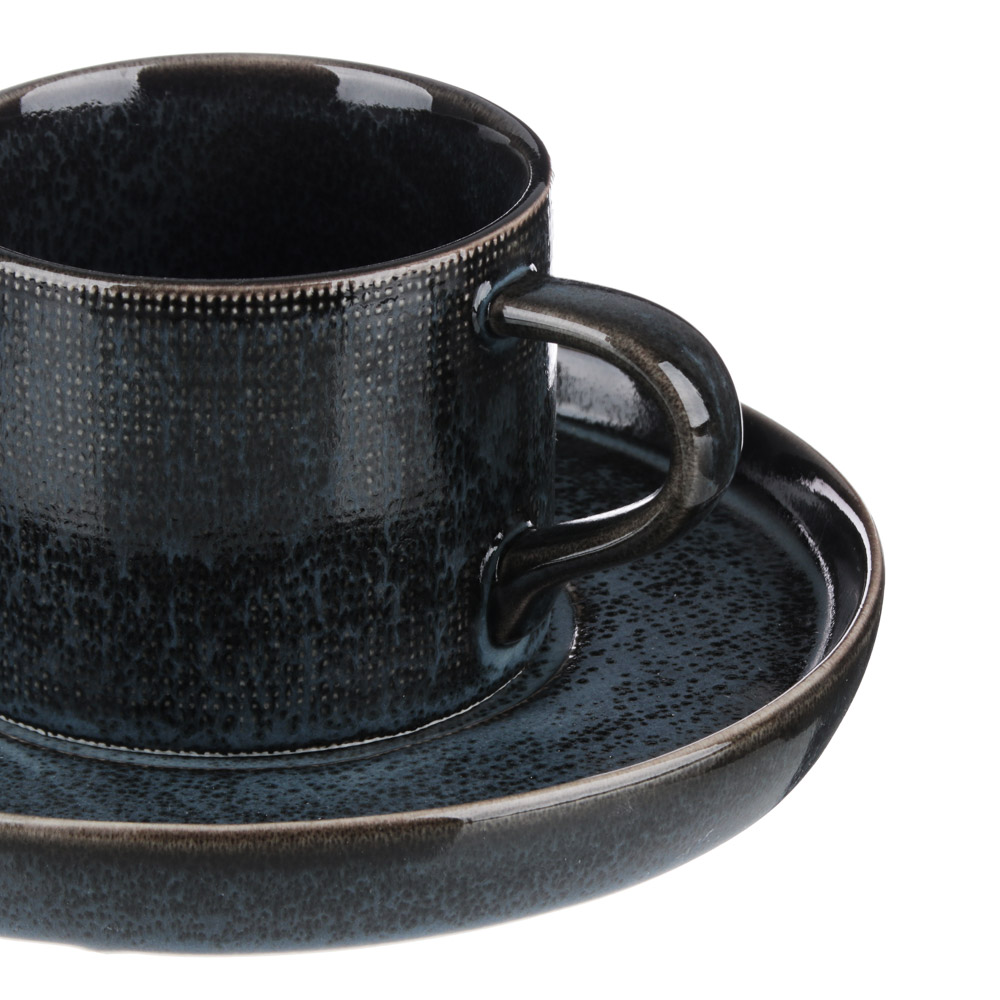 MILLIMI Блэк Джинс Набор чайный 2пр, чашка 220мл, блюдце 16см, керамика, арт.№ 824-479