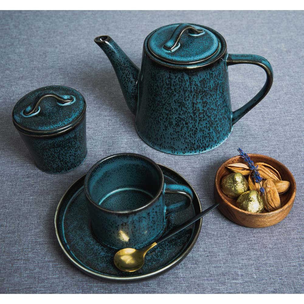 MILLIMI Блэк Джинс Набор чайный 2пр, чашка 220мл, блюдце 16см, керамика, арт.№ 824-479