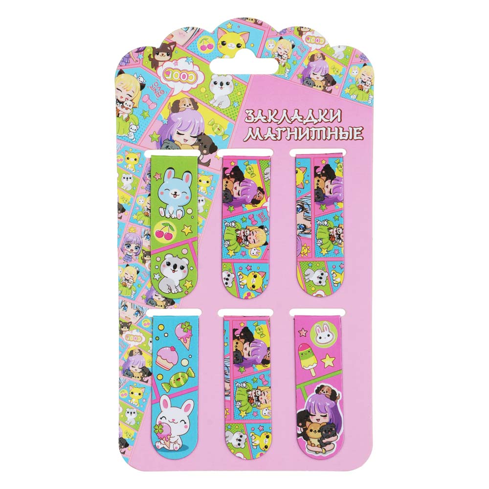 Кавай Набор закладок магнитных, 6 штук, размер закладки 12х1,9 см, упаковка 18,3х10,3 см, арт.№ 235-012