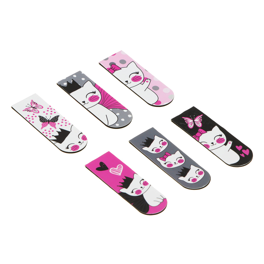 Котик с Крыльями Набор закладок магнитных, 6 штук, размер закладки 12х1,9 см, упаковка 18,3х10,3 см, арт.№ 235-013