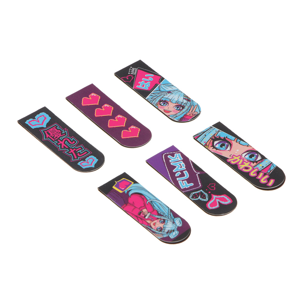 Аниме Набор закладок магнитных, 6 штук, размер закладки 12Х1,9см, упаковка 18,3Х10,3см, арт.№ 235-014