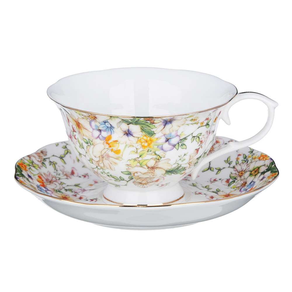 MILLIMI Версаль Набор чайный 14 пр., чашка 240мл, чайник 1350мл, сахарница 400мл, кост. фрф, арт.№ 802-008