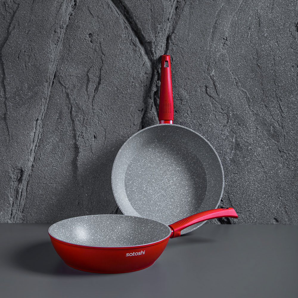 SATOSHI Верден Сотейник-вок литой d=26см, антипригарное покрытие мрамор, индукция, арт.№ 846-467