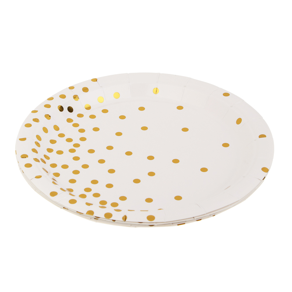 Fntastic Набор тарелок одноразовых, 6 шт, 18 см, бумага, белый, черный, арт.№ 530-391