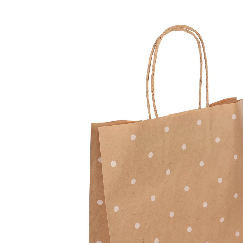 Пакет подарочный с кручеными ручками крафт L 24x10,5x32 см, "Горошек", арт.№ 507-503